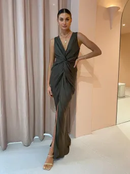 One Fell Swoop Gaia Maxi Dress in Lotus Suede Size 12  for rent on The Volte - image 4