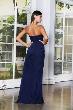 Jadore JX4043 Strapless Ruched Gown Navy Size 10 for rent on The Volte - image 4
