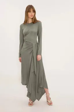 Bianca Spender Boheme Dress Sage Green Size 16 for rent on The Volte - image 1