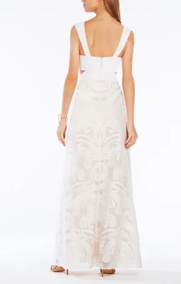 BCBGMAXAZRIA Marilyne Swirl Lace Cutout Formal Dress White Size 4 for rent on The Volte - image 3