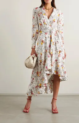 Zimmermann Asymmetric Midi Linen Wrap Dress Floral Size 2 / AU 12 for rent on The Volte - image 1