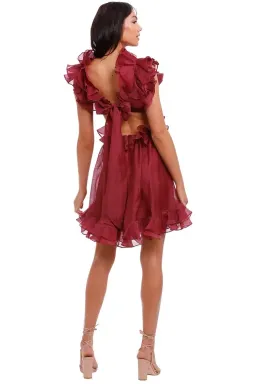 Zimmermann Ladybeetle Ruffle Mini Burgundy Size 10 AU for rent on The Volte - image 3