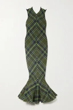 Connor Ives Fluted Checked Cotton Blend Gauze Midi Dress Print Size 6 for rent on The Volte - image 4