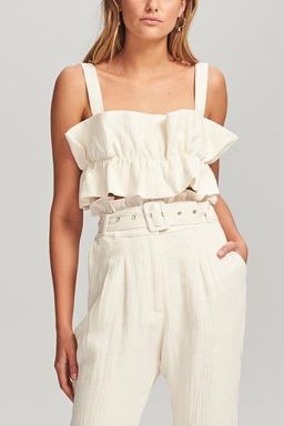 Steele Aster Crop Top and Linen Pants Set Cream Size 6 for rent on The Volte - image 2