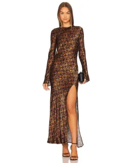 Bec and Bridge Checkmate Long Sleeve Maxi Dress in Brown Print Size 8 for rent on The Volte - image 1