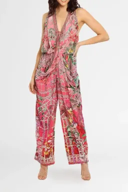 Camilla Draped Front Bodice Jumpsuit Print Size 10 for rent on The Volte - image 2