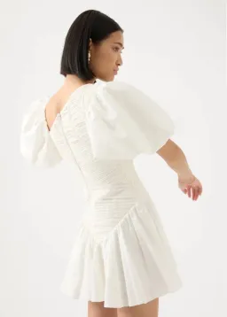 Aje Siren Drawstring Mini Dress Ivory Size 8 for rent on The Volte - image 3