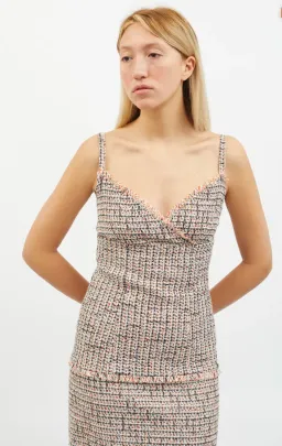 Chanel Tweed Frayed Edge Mini Dress Orange & Black Size M / AU 10 for rent on The Volte - image 2