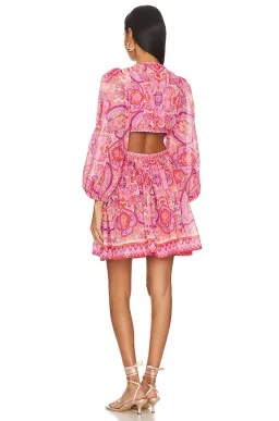 Zimmermann Halcyon Tie Front Mini Dress Pink/Purple Paisley Size 1 / AU 10 for rent on The Volte - image 2
