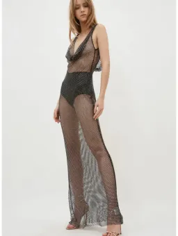 Giuseppe Di Morabito Cowl Neck Rhinestone Dress Black Size S/Au 8 for rent on The Volte - image 1