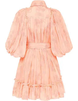 Aje Textural Puff Sleeve Mini Dress Peach Size 8 for rent on The Volte - image 5