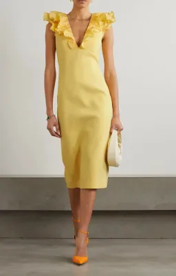 Rebecca Vallance Chloe Midi Dress Yellow Size 10 for rent on The Volte - image 7