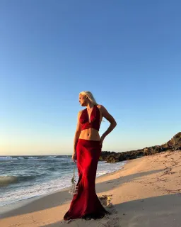 Arcina Ori Rosalina Set Deep Cherry Red Size L/AU 12 for rent on The Volte - image 5