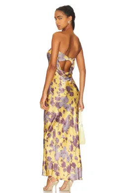 Bec & Bridge Moondance Bias Cut Low Cowl Back Strapless Maxi Dress in Golden Violet Size 12 for rent on The Volte - image 3