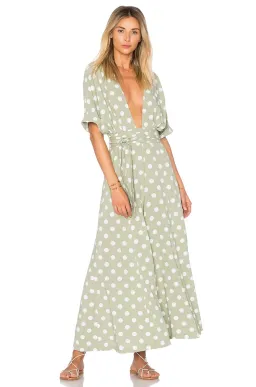 Mara Hoffman Deep V Neck Jumpsuit Green Print Size 8 for rent on The Volte - image 1