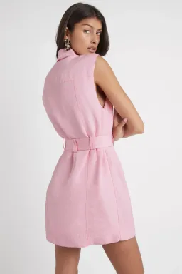 Aje Vista Linen Utility Dress in Pink Size 6 for rent on The Volte - image 3