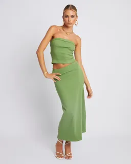 Summi Summi Midi Skirt and Tube Top Set Olive Size 8 for rent on The Volte - image 4