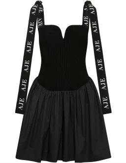 Aje Mira Logo Strap Tulip Dress Black Size S / Au 8 for rent on The Volte - image 4