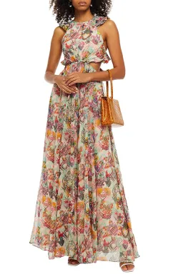 Zimmermann The Lovestruck Ruffle Maxi Dress Flaming Hearts Print Size 1 / Au 10 for rent on The Volte - image 1