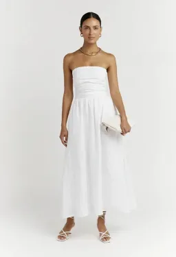 Dissh Lexi  Linen Midi Dress White Size AU 8 for rent on The Volte - image 1