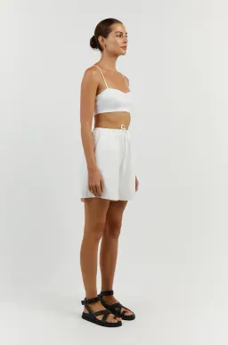 DISSH Aisle Linen Tier Long Skirt and Vienna Linen Curved Crop Top Set White Size 6 AU for rent on The Volte - image 6