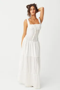Frankie’s Bikinis Christabelle Ruffle Maxi Dress Sunrose Size XS/Au 6 for rent on The Volte - image 1