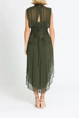 Shona Joy Safira Sleeveless Open Back Midi Dress in Olive Green Size 6 for rent on The Volte - image 2