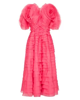 AJE Amour Ruffle Midi Dress in Berry Size 16 for rent on The Volte - image 4