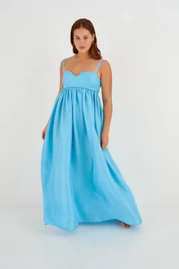 Oroton Bodice Detail Gown Lake Blue Size 12 for rent on The Volte - image 2