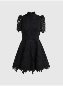 Leo Lin Elise Lace Short Sleeve Mini Dress Ebony Black Size AU 12 for rent on The Volte - image 4