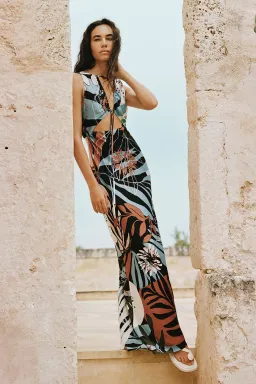 Shona Joy Tramonto Cut Out Front Maxi Dress Multi Size 10 for rent on The Volte - image 1