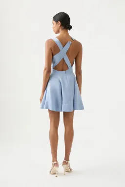 AJE Liberty Asymmetric Mini Dress Steel Blue Size 10 for rent on The Volte - image 2