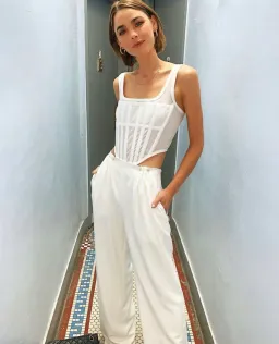 Dion Lee Jersey Corset Top in Ivory Size 8  for rent on The Volte - image 1