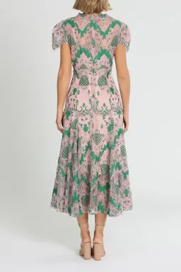 Moss and Spy Sienna Cap Sleeve Midi Dress in Green and Pink Size 14 for rent on The Volte - image 3