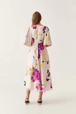 Aje Gilda Bell Sleeve Midi Dress Wild Hydrangea Size 10 for rent on The Volte - image 3
