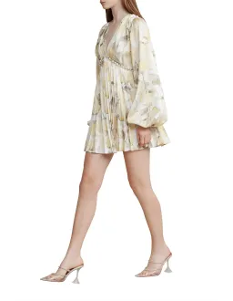 Acler Faris Pleated Floral Satin Mini Dress Print Size S/Au 8  for rent on The Volte - image 3