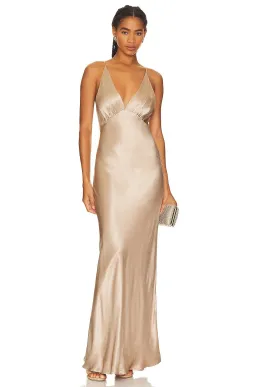 Bec & Bridge Lorelai V Maxi Dress Smoke Taupe Size 10 for rent on The Volte - image 2