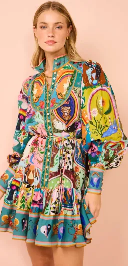 Alemais Evergreen Mini Dress In Multi Size 8  for rent on The Volte - image 2