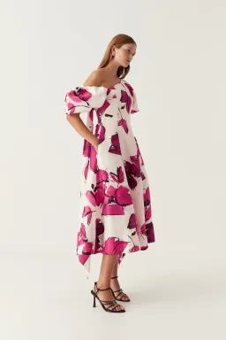 Aje Arista Tulip Sleeve Midi Dress Falling Florals Size 10 for rent on The Volte - image 1