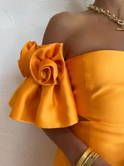 Alemais Macie Rosette Mini Dress Orange Size 10 for rent on The Volte - image 4