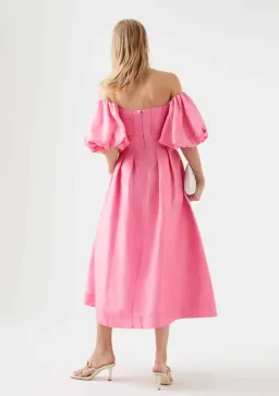 Aje Eugenie Off Shoulder Midi Dress French Rose Pink Size 14 for rent on The Volte - image 3