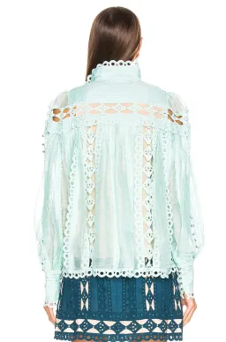 Zimmermann Moncur Studded Blouse Mint Blue Size 0 /AU 8 for rent on The Volte - image 3
