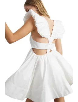 AJE Midsummer Mini Dress Ivory Size 12 for rent on The Volte - image 3