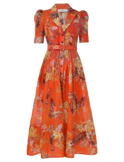 Zimmermann Matchmaker Midi Shirt Dress Red Tropical Floral Size 2 / AU 12 for rent on The Volte - image 3