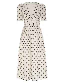 Zimmermann V Neck Midi Dress Cream/Black Dot Size 2 / AU 12 for rent on The Volte - image 3