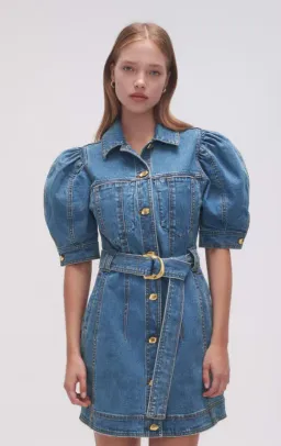 Aje Adriana Puff Sleeve Denim Mini Dress 90's Wash Size 6 for rent on The Volte - image 2