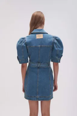 Aje Adriana Puff Sleeve Denim Mini Dress 90's Wash Size 6 for rent on The Volte - image 3