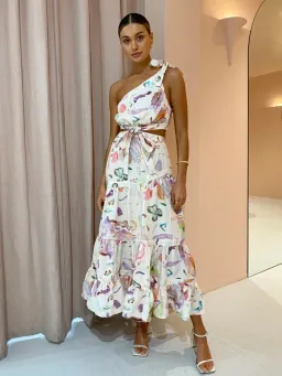 Alemais Annie One Shoulder Dress Print Size 6 for rent on The Volte - image 1