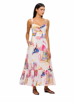 Leo Lin Lexi Ruched Bust Midi Dress in Fiesta Print Size 12 for rent on The Volte - image 1