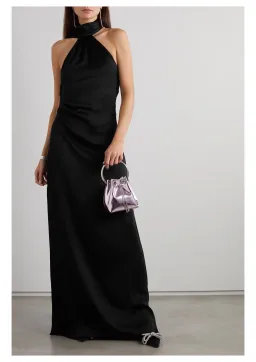 Jonathan Simkhai Vittoria Draped Satin Maxi Dress Black Size 6 for rent on The Volte - image 1